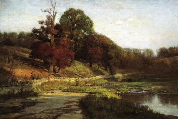  Indiana Oil Painting - The Oaks of Vernon Impressionist Indiana landscapes Theodore Clement Steele brook